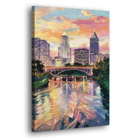 Columbus Scioto River View - Canvas Wall Art - Side