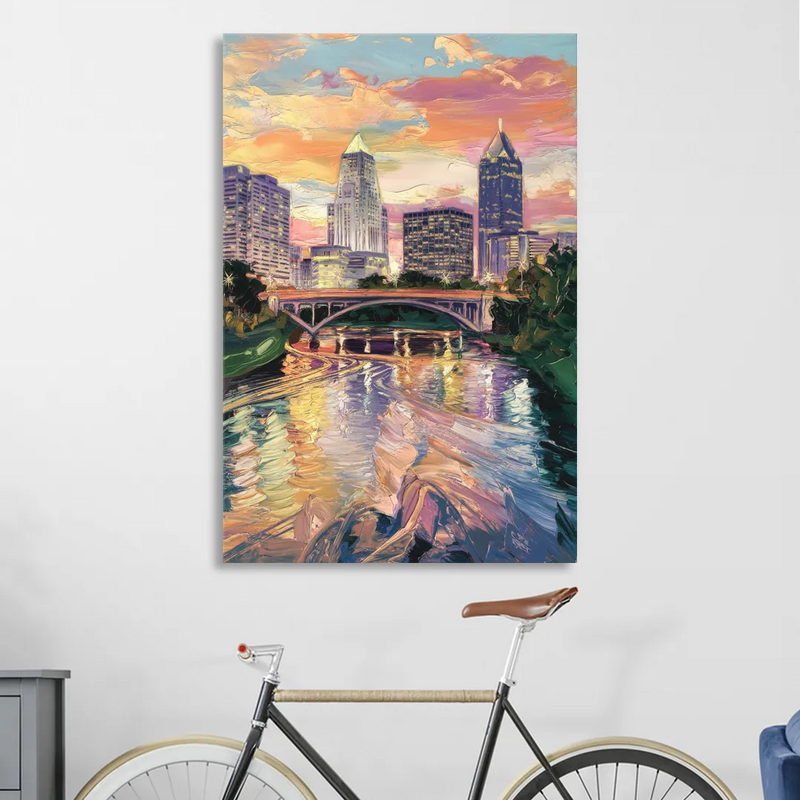 Columbus Scioto River View Sitting Room - Canvas Wall Art