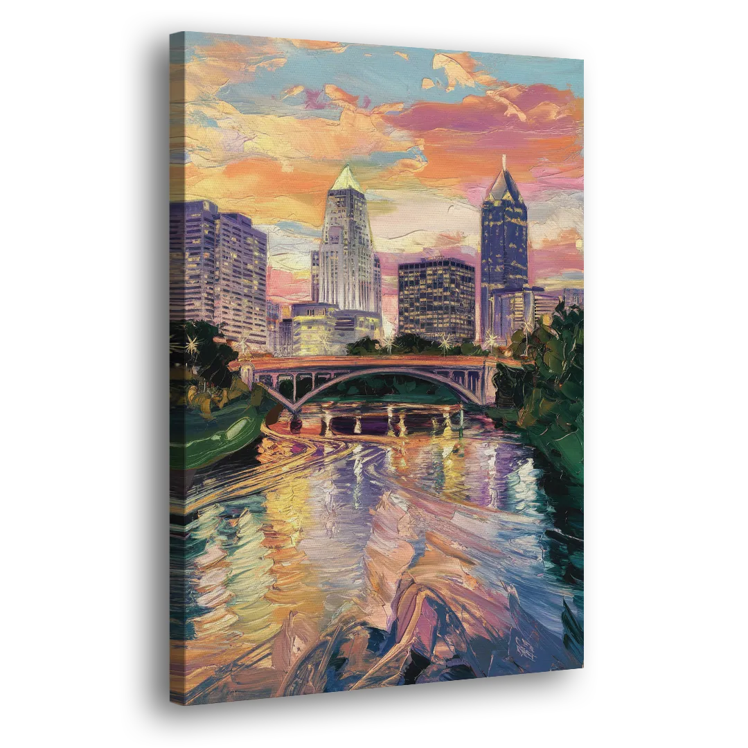 Columbus Scioto River View Side - Canvas Wall Art