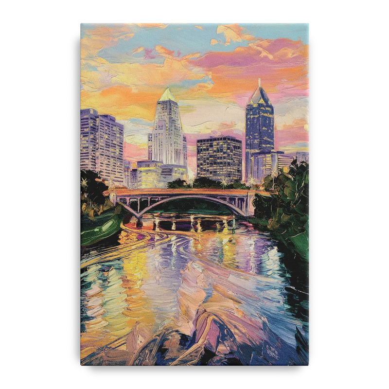 Columbus Scioto River View Front - Canvas Wall Art