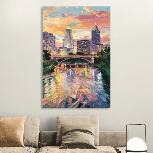 Columbus Scioto River View Living Room - Canvas Wall Art
