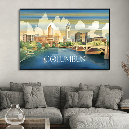 Columbus Urban Charm Living Room - Black Canvas Wall Art