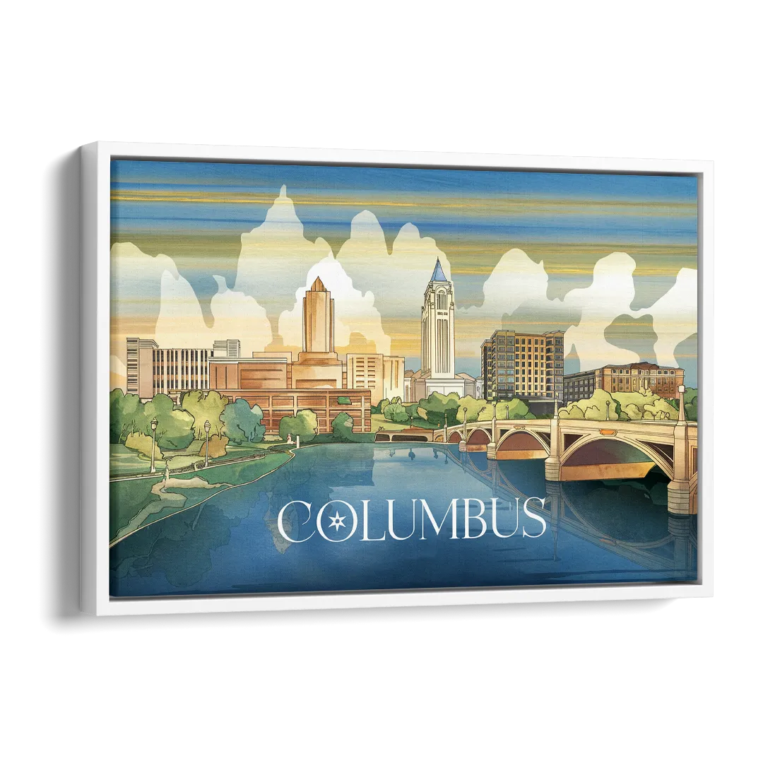 Columbus Urban Charm Side - White Canvas Wall Art