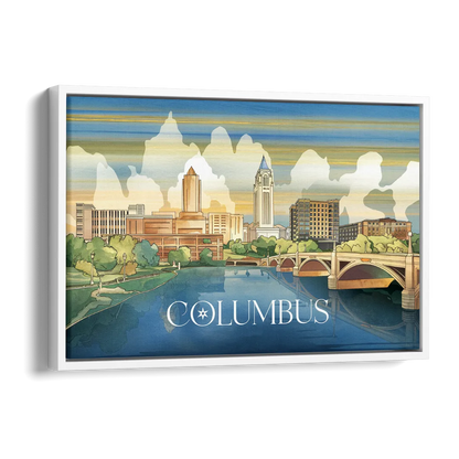 Columbus Urban Charm Side - White Canvas Wall Art