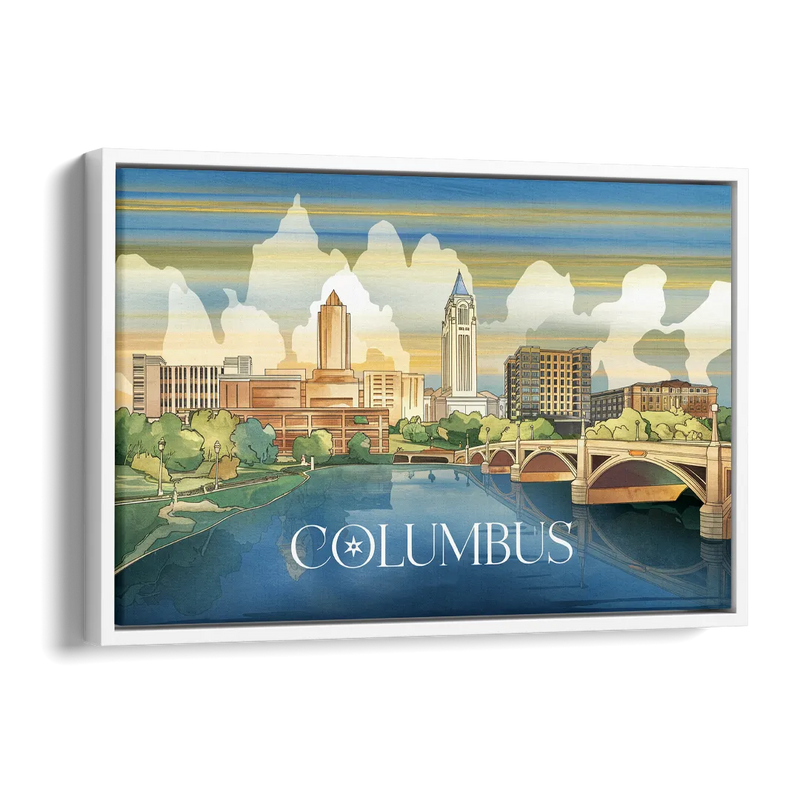 Columbus Urban Charm Side - White Canvas Wall Art