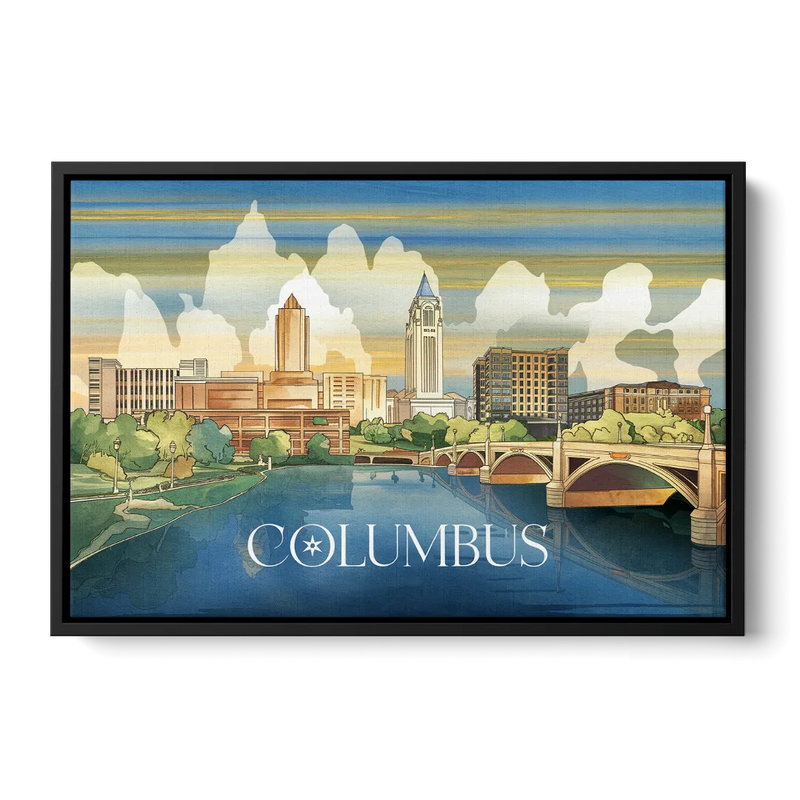 Columbus Urban Charm Front - Black Canvas Wall Art