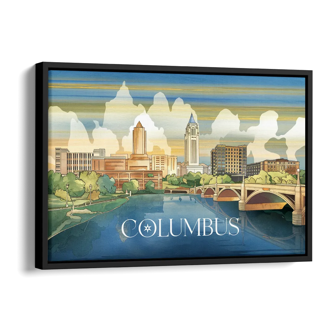 Columbus Urban Charm Side - Black Canvas Wall Art