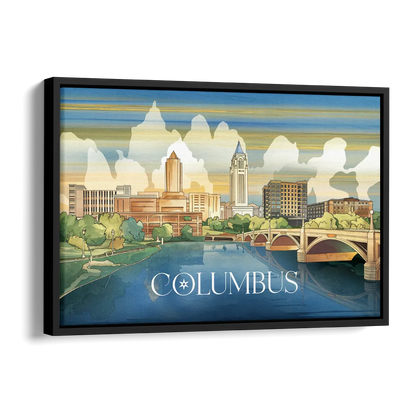 Columbus Urban Charm Side - Black Canvas Wall Art