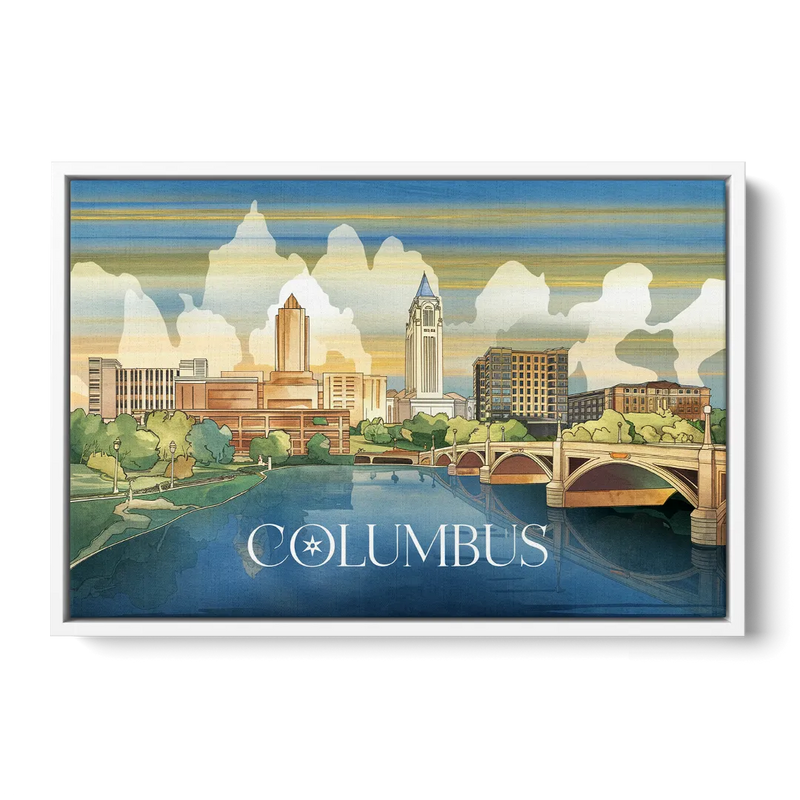 Columbus Urban Charm Front - White Canvas Wall Art