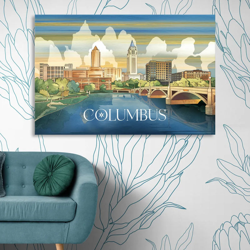 Columbus Urban Charm Living Room - Canvas Wall Art