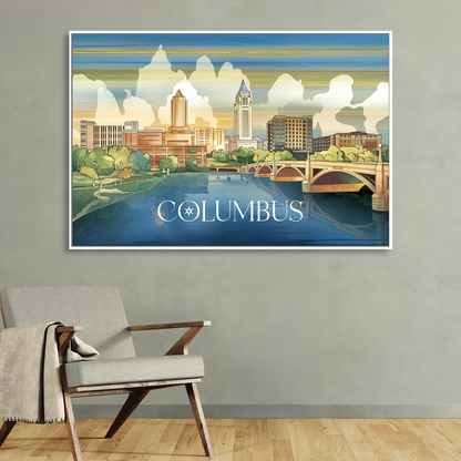 Columbus Urban Charm Sitting Room - White Canvas Wall Art
