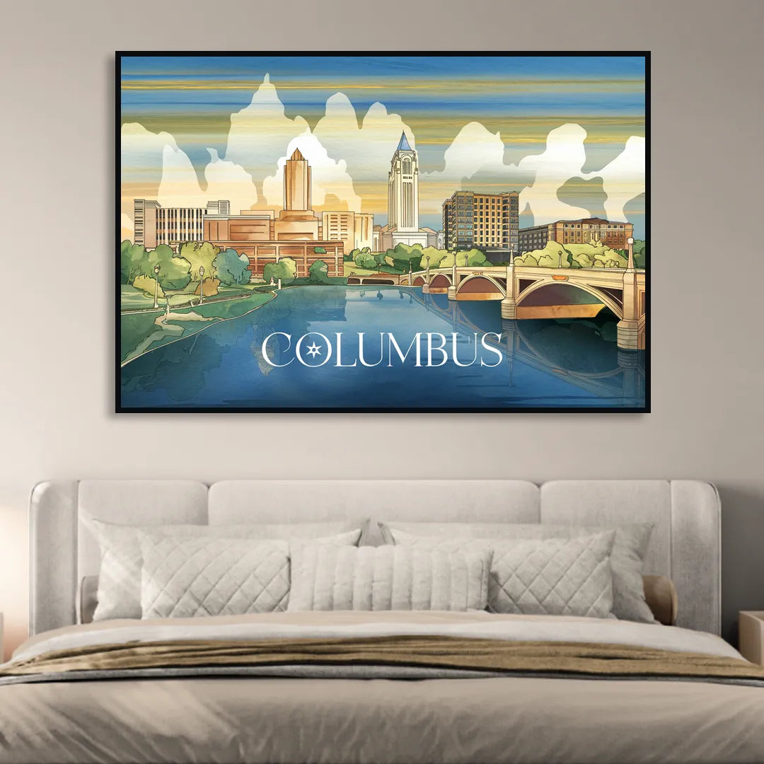 Columbus Urban Charm Sitting Room - Black Canvas Wall Art
