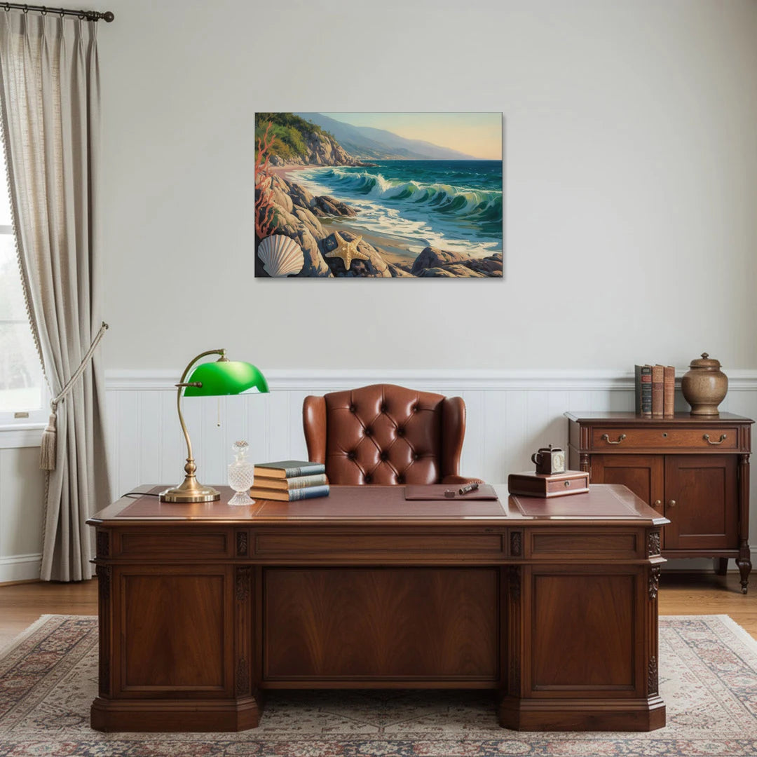 Conchas Chinas Coastline - Canvas Wall Art - Office - 36x24