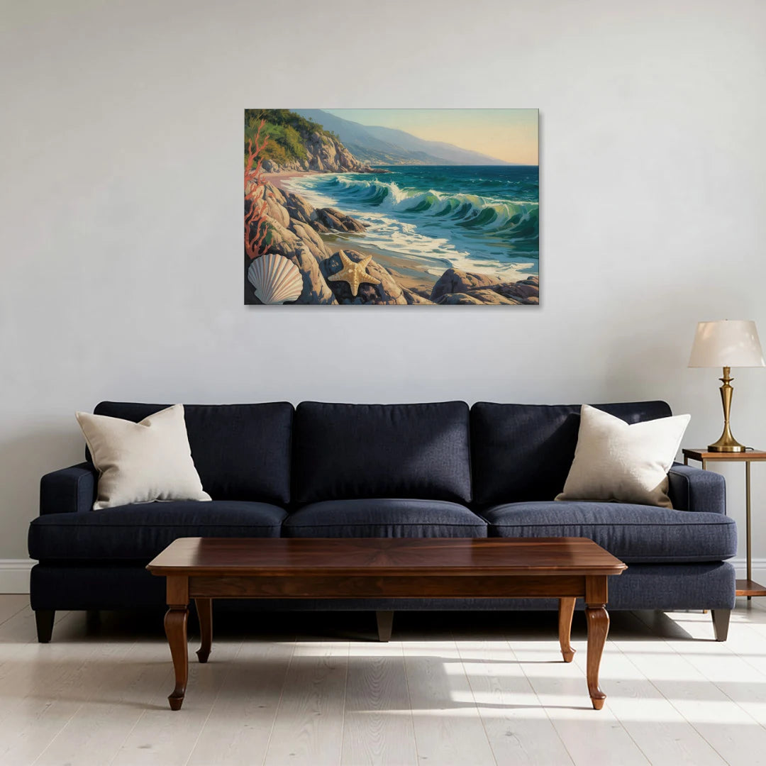 Conchas Chinas Coastline - Canvas Wall Art - Sofa - 36x24