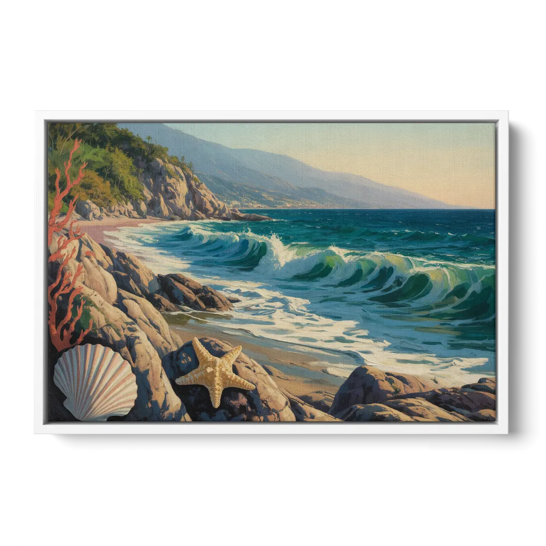 Conchas Chinas Coastline Front - White Canvas Wall Art