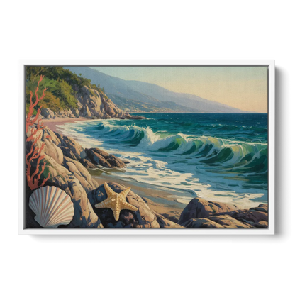 Conchas Chinas Coastline Front - White Canvas Wall Art