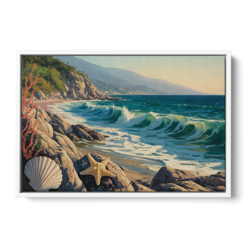 Conchas Chinas Coastline Front - White Canvas Wall Art