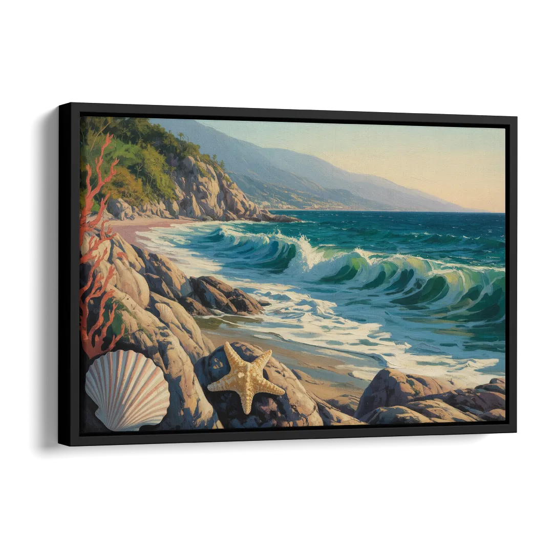 Conchas Chinas Coastline Side - Black Canvas Wall Art