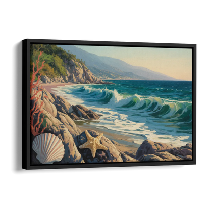 Conchas Chinas Coastline Side - Black Canvas Wall Art