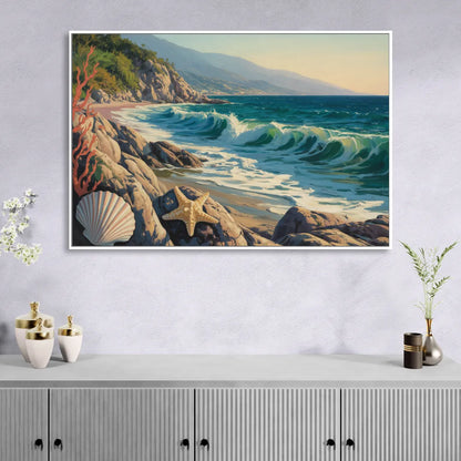 Conchas Chinas Coastline Living Room - White Canvas Wall Art