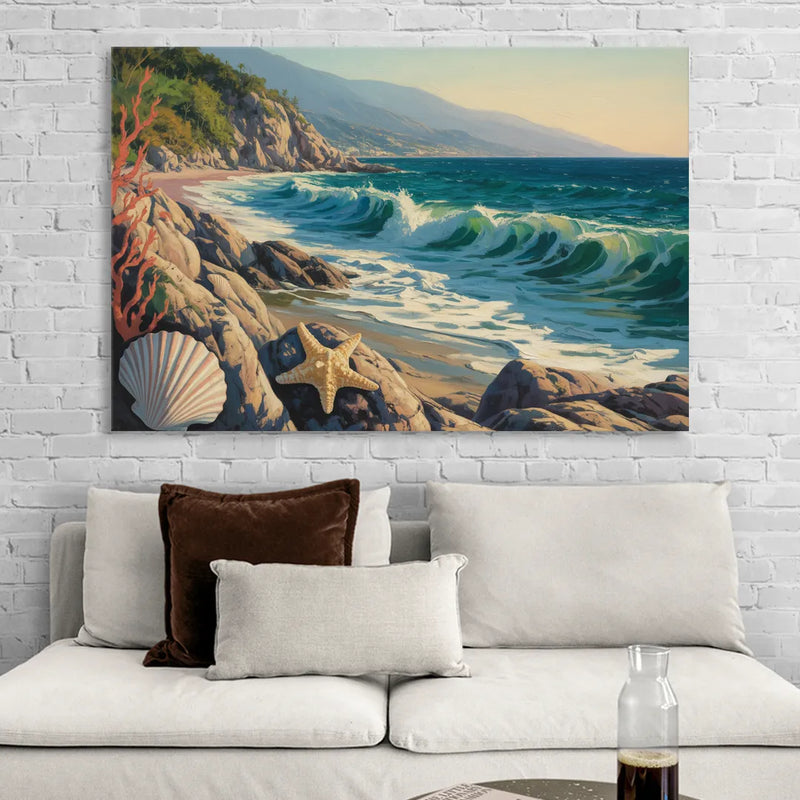 Conchas Chinas Coastline Living Room - Canvas Wall Art