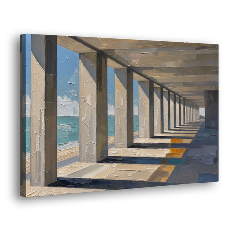 Conference Room Wall Art of a Seaside Colonnade - Canvas Wall Art - Side