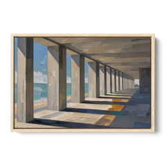 Conference Room Wall Art of a Seaside Colonnade - Oak Framed Canvas Wall Art - Front
