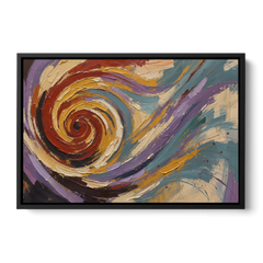 Contemporary Abstract Crimson Vortex - Black Framed Canvas Wall Art - Front
