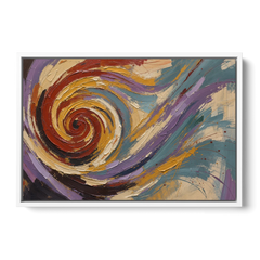 Contemporary Abstract Crimson Vortex - White Framed Canvas Wall Art - Front