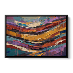 Contemporary Abstract Painting of Canyon Strata - Black Framed Canvas Wall Art - Front