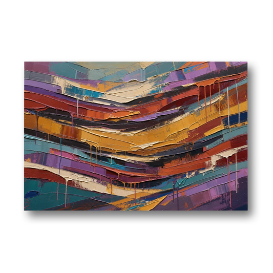 Contemporary Abstract Painting of Canyon Strata - Canvas Wall Art - Front