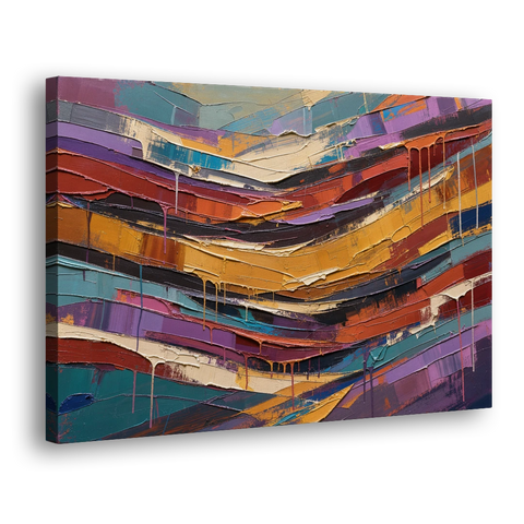 Contemporary Abstract Painting of Canyon Strata - Canvas Wall Art - Side