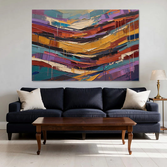 Contemporary Abstract Painting of Canyon Strata - Canvas Wall Art - Sofa - 60x40