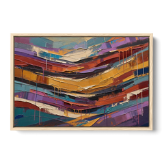 Contemporary Abstract Painting of Canyon Strata - Oak Framed Canvas Wall Art - Front