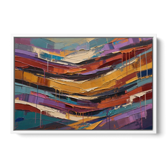 Contemporary Abstract Painting of Canyon Strata - White Framed Canvas Wall Art - Front