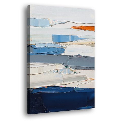 Contemporary Blue Wall Art with a Navy Anchor - Canvas Wall Art - Side