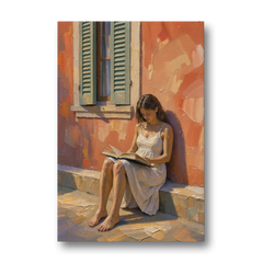 Contemporary Figurative Painting of a Sunlit Reader - Canvas Wall Art - Front
