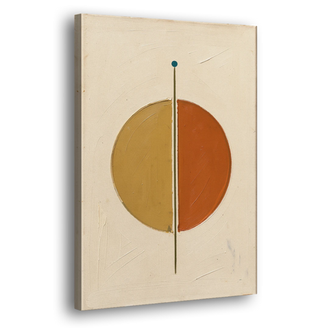 Contemporary Geometric Painting of a Divided Circle - Canvas Wall Art - Side