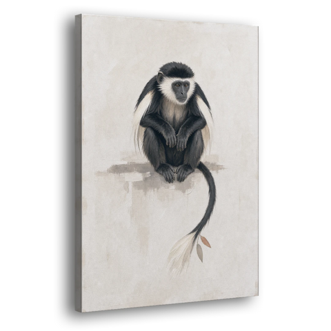 Contemporary Nursery Wall Art with a Colobus Monkey - Canvas Wall Art - Side