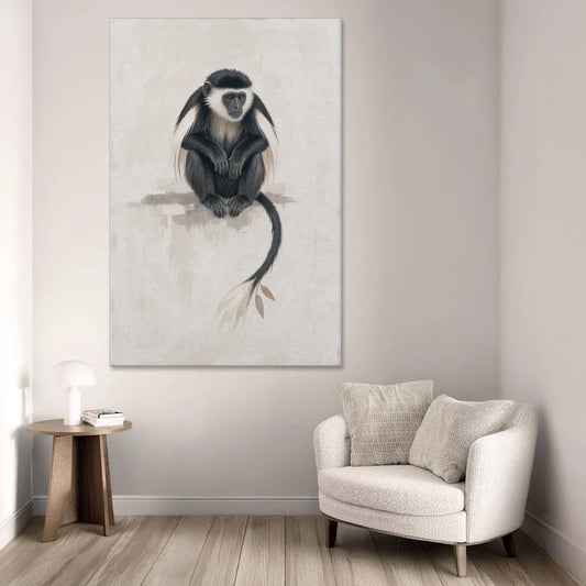 Contemporary Nursery Wall Art with a Colobus Monkey - Canvas Wall Art - Sofa - 40x60