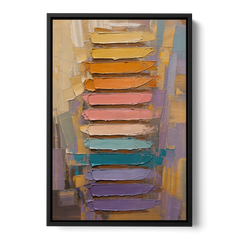 Contemporary Pastel Knife Ladder - Black Framed Canvas Wall Art - Front