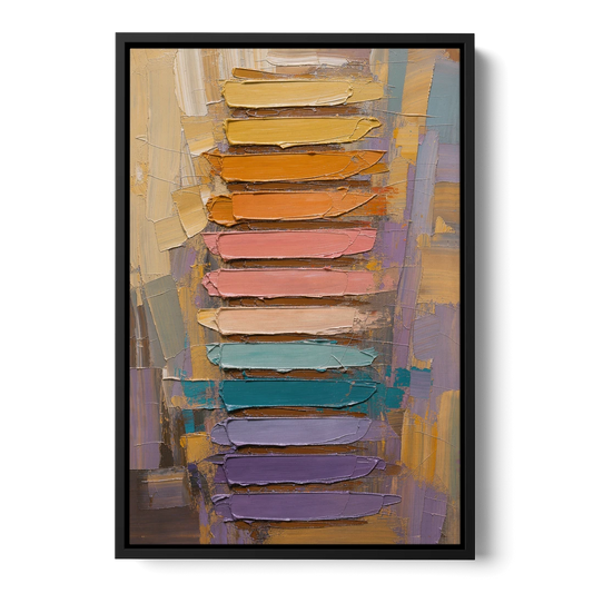 Contemporary Pastel Knife Ladder - Black Framed Canvas Wall Art - Front