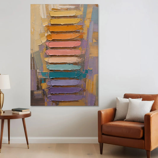 Contemporary Pastel Knife Ladder - Canvas Wall Art - Sofa - 40x60