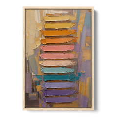 Contemporary Pastel Knife Ladder - Oak Framed Canvas Wall Art - Front