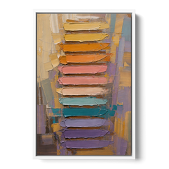 Contemporary Pastel Knife Ladder - White Framed Canvas Wall Art - Front