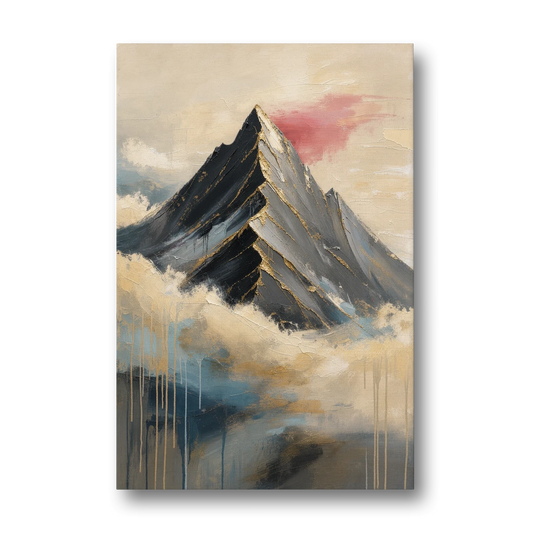 Contemporary Wall Art Black Peak Above Ivory Clouds - Canvas Wall Art - Front
