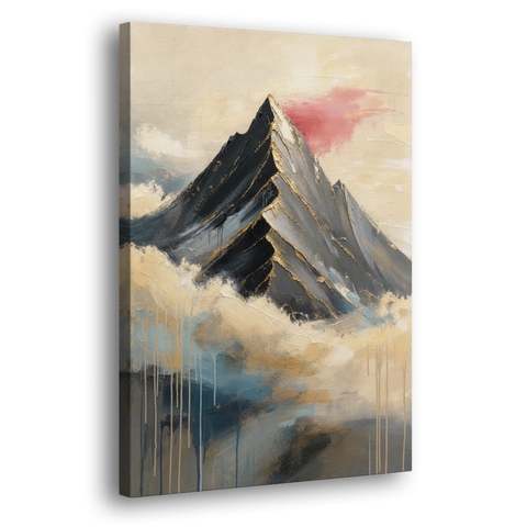 Contemporary Wall Art Black Peak Above Ivory Clouds - Canvas Wall Art - Side