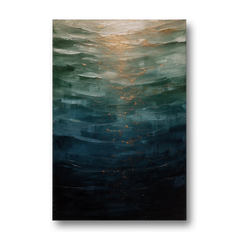 Copper Light Sinking Through Green Water for a Masculine Bedroom - Canvas Wall Art - Front