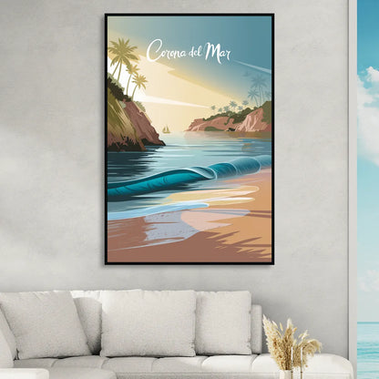 Corona Beach Vibes Living Room - Black Canvas Wall Art