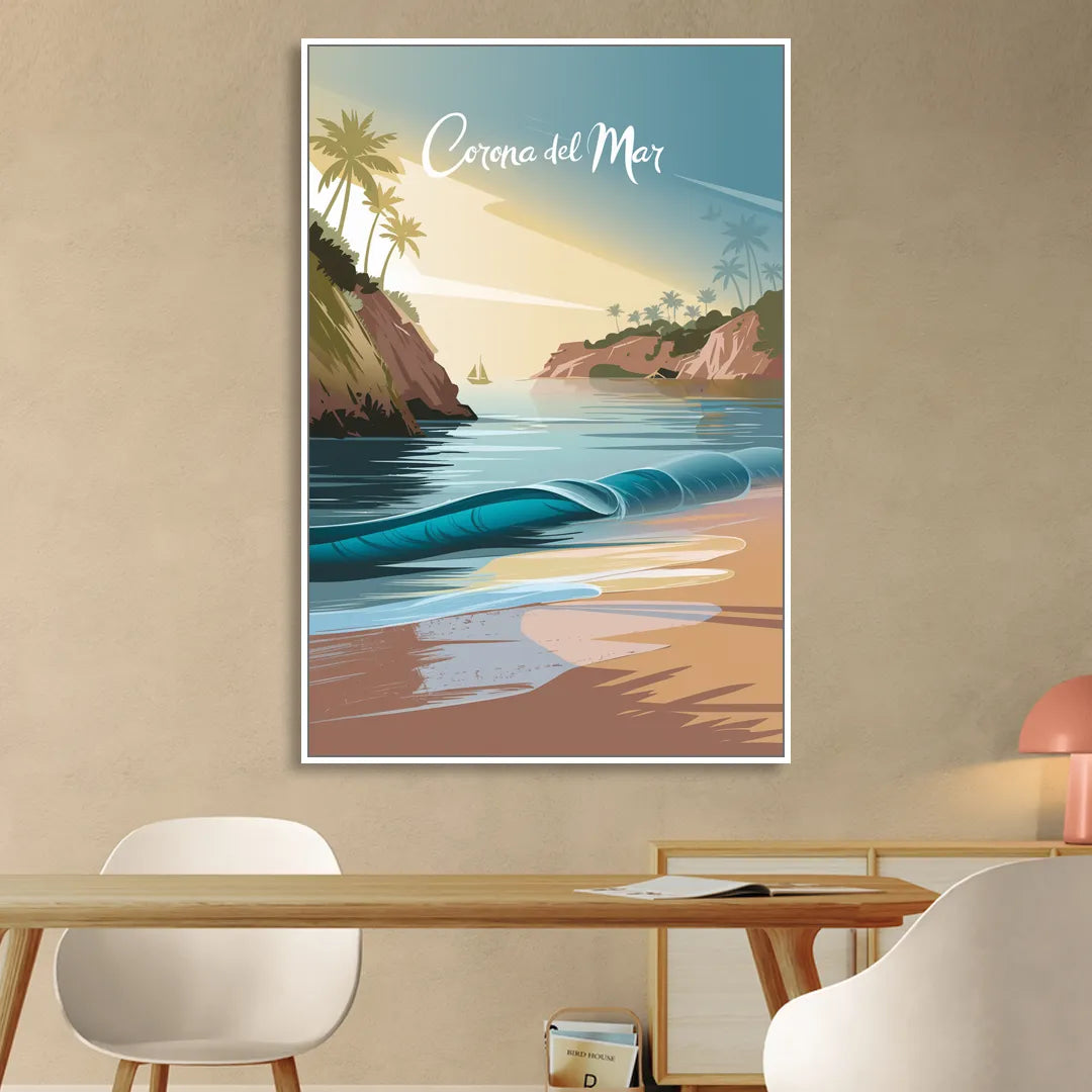 Corona Beach Vibes Living Room - White Canvas Wall Art